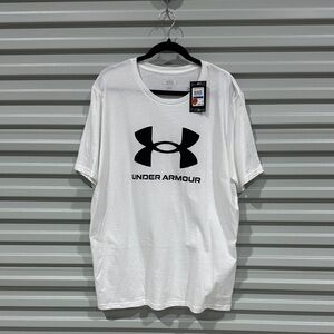 Under Armour White Short-Sleeve Tee with Black Logo